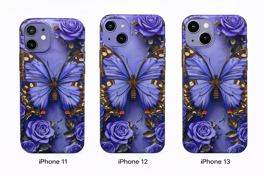 Luxury Purple Butterfly Rose Phone Case for iPhone 11–17 💜🦋